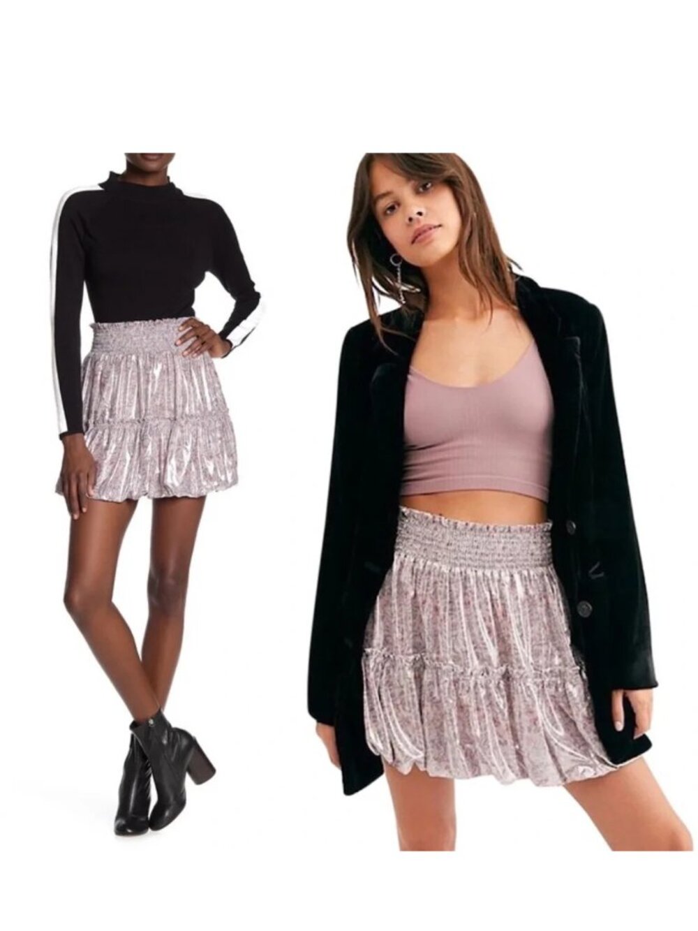 Free People | Lavender Combo In a Bubble Shimmer Mini Skirt | Size Small